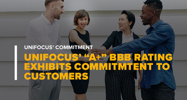 ﻿Employees Team Building With Text: Unifocus' A+ BBB Rating Exhibits Commitment to Customers 