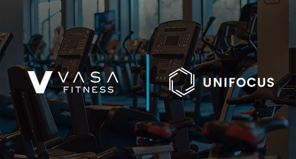 Weight Room With VASA Fitness Logo and UniFocus Logo